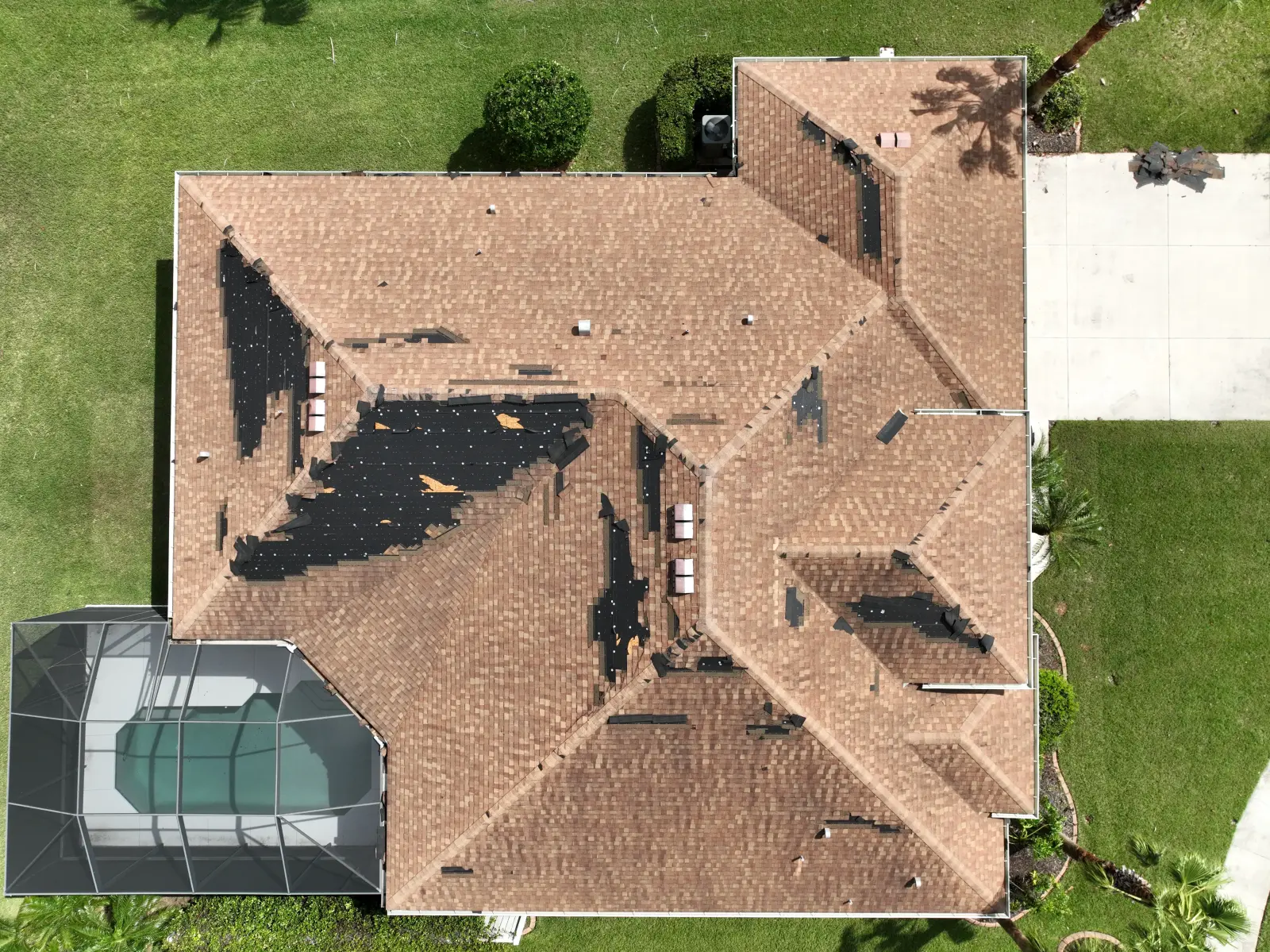 Storm damaged tile roof documented