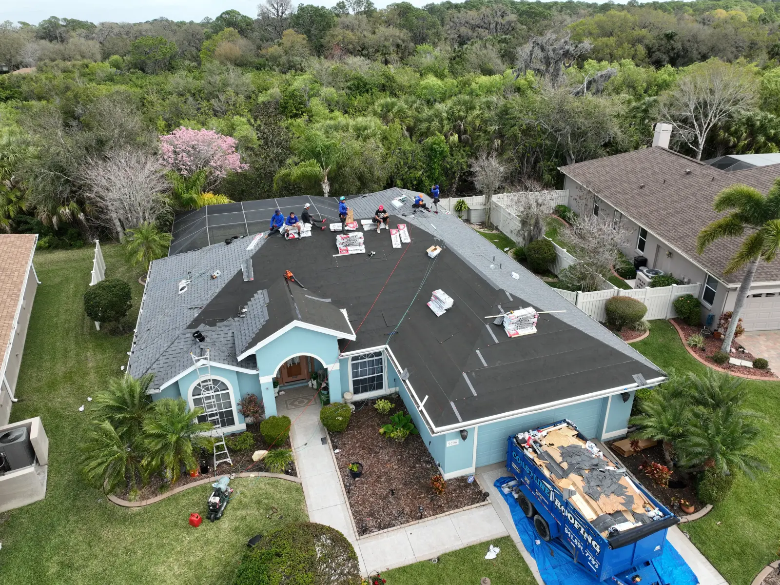 Large home shingle roof replacement, Bradenton FL