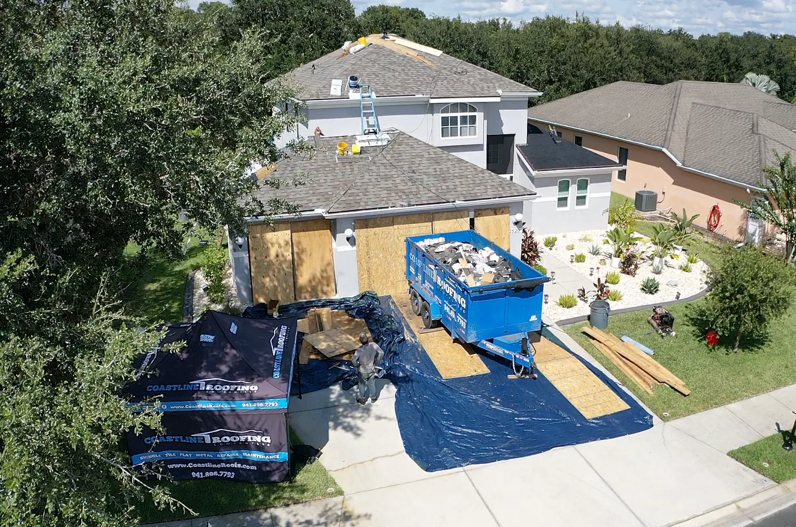 Two-story home shingle roof replacement