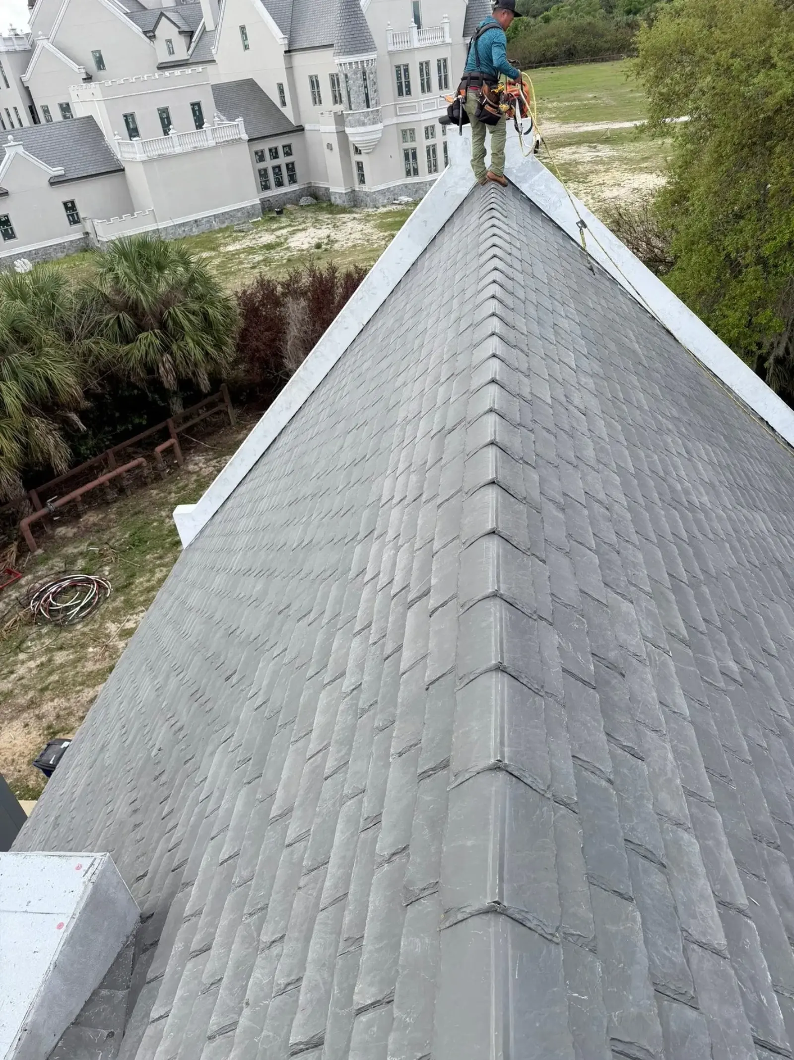New shingle roof at sunset