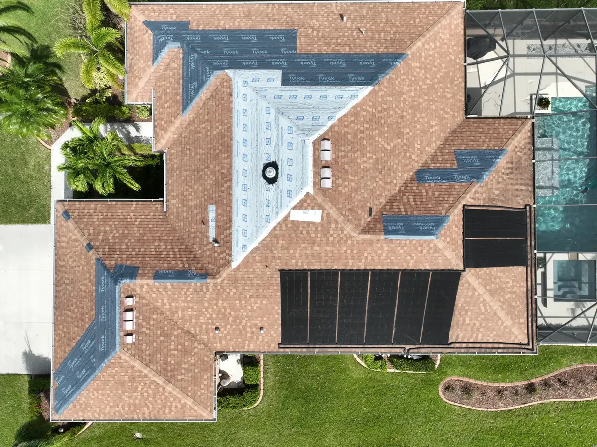 Tile roof installation in progress, October 2024